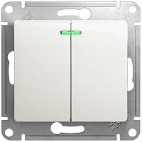 Выключатель с подсветкой без рамки Systeme Electric Glossa 2-кл. перламутр картинка